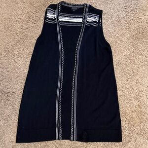 Pendleton sleeveless vest long cardigan duster sweater black & white